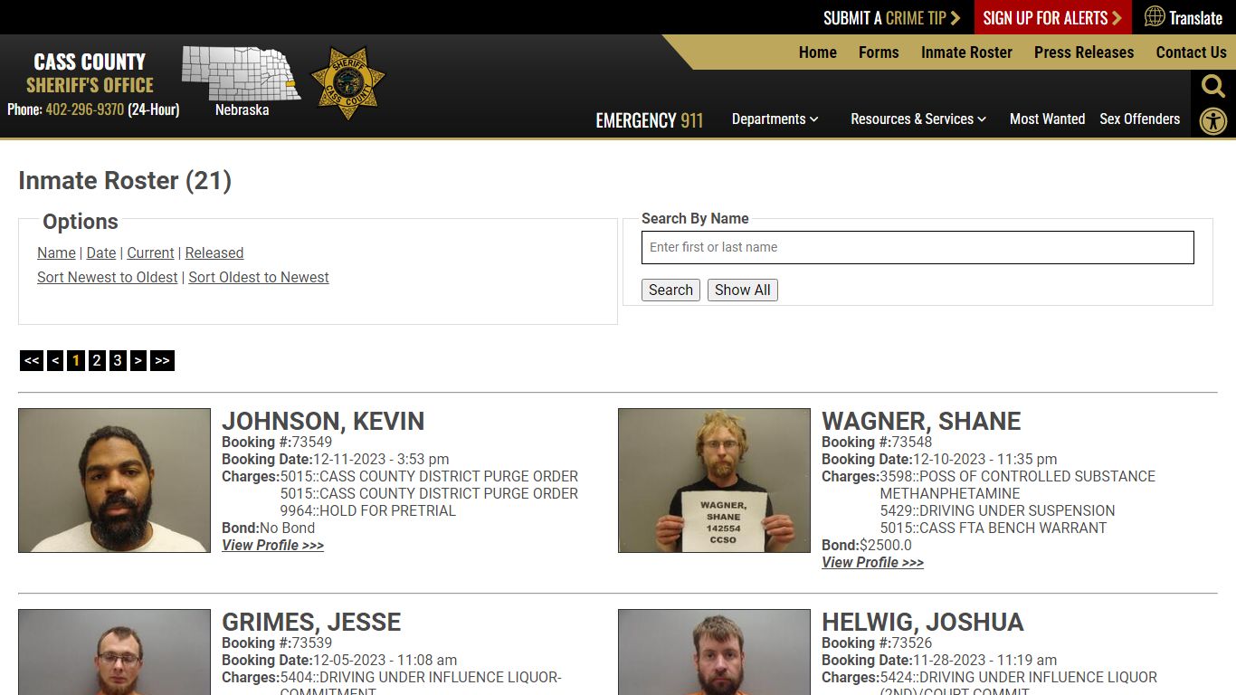 Inmate Roster - Current Inmates Booking Date Descending - Cass County ...